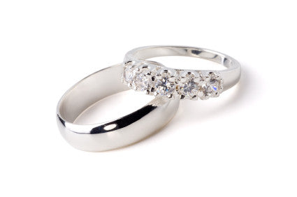 Silver Engagement Diamond Ring