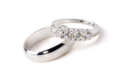 Silver Engagement Diamond Ring